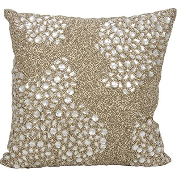 Luminescence Beige Fully Beaded Pillow