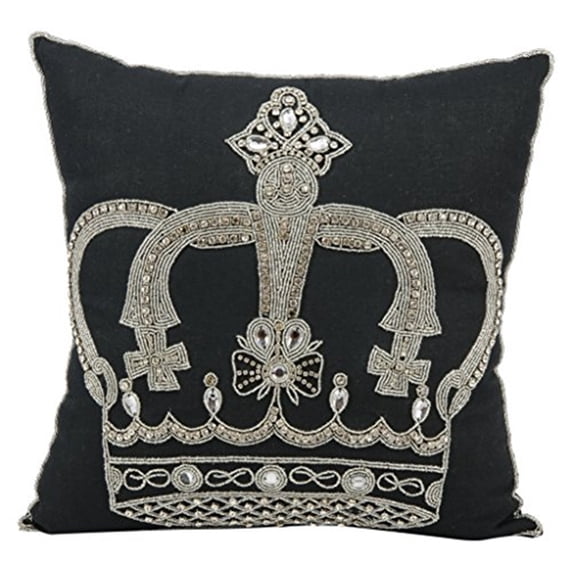 Luminescence Black Beaded Crown Pillow