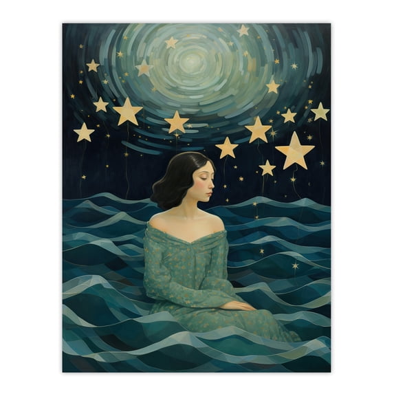 Luminescent Imagination Dream Star Teal Large Wall Art Poster Print Thick Paper 18X24 Inch