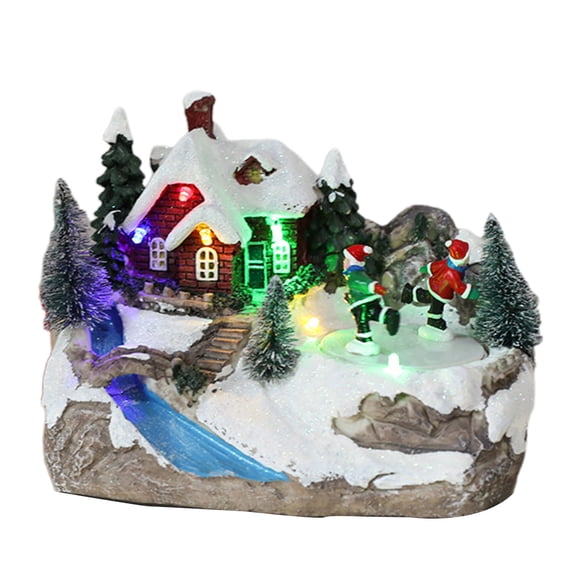 Luminescent Small House Music LED Light Driven Lighting Christmas Resin Christmas Scene Village Cottage Town River