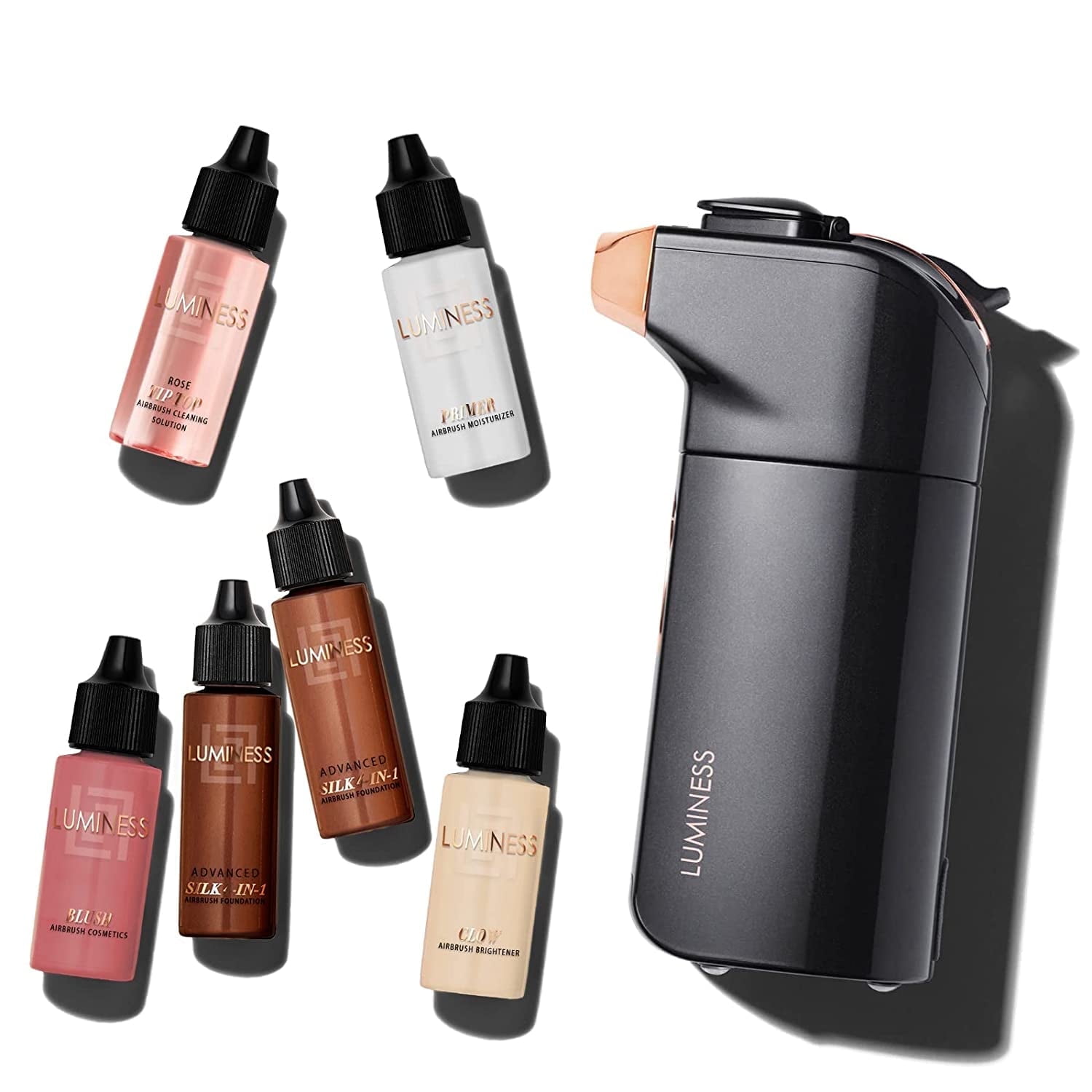 Luminess BREEZE DUO Airbrush Makeup System, Rich Coverage – 9-Piece Kit includes 2x Silk Advance Foundation, Airbrush Blush, Love Illuminator, Moisturizer Primer, and Tip Top Cleaning Solution