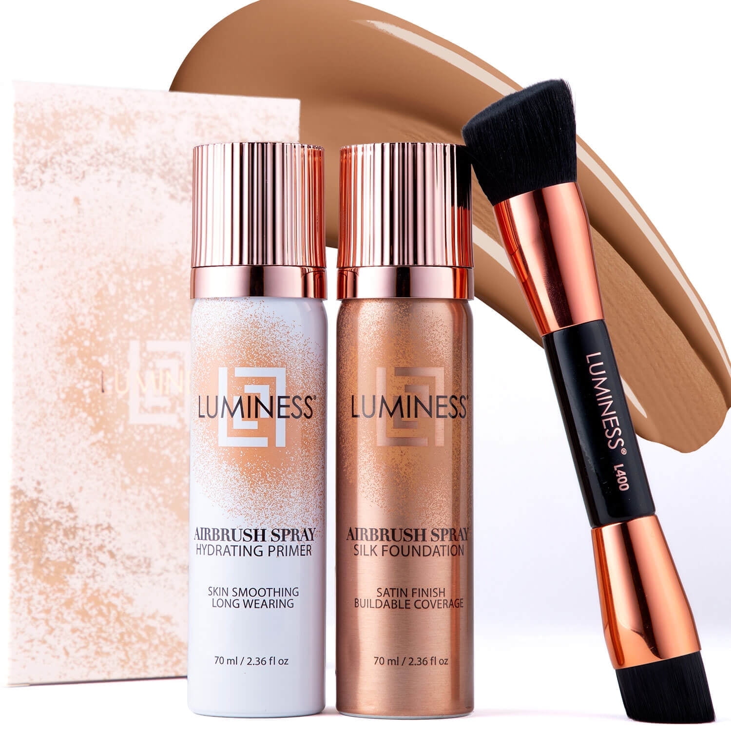 Luminess Silk Airbrush Starter Kit: with Foundation, 2 fl oz, Primer, 1.66 fl oz & Buffing Brush
