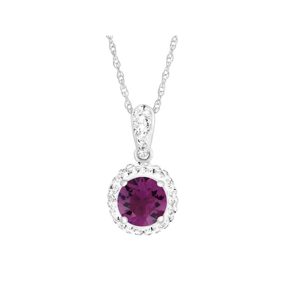 Luminesse February Birthstone Pendant Necklace in Sterling Silver with Swarovski Crystals