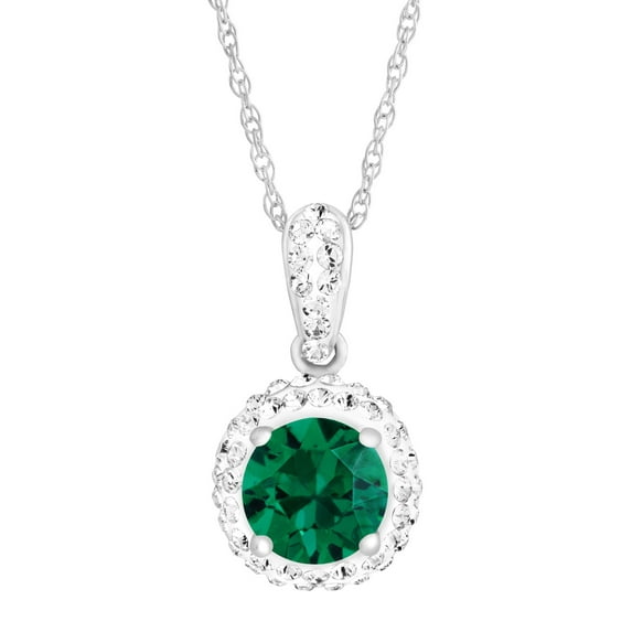 Luminesse May Birthstone Pendant Necklace in Sterling Silver with Swarovski Crystals
