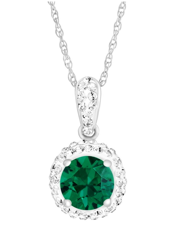 Luminesse May Birthstone Pendant Necklace in Sterling Silver with Swarovski Crystals