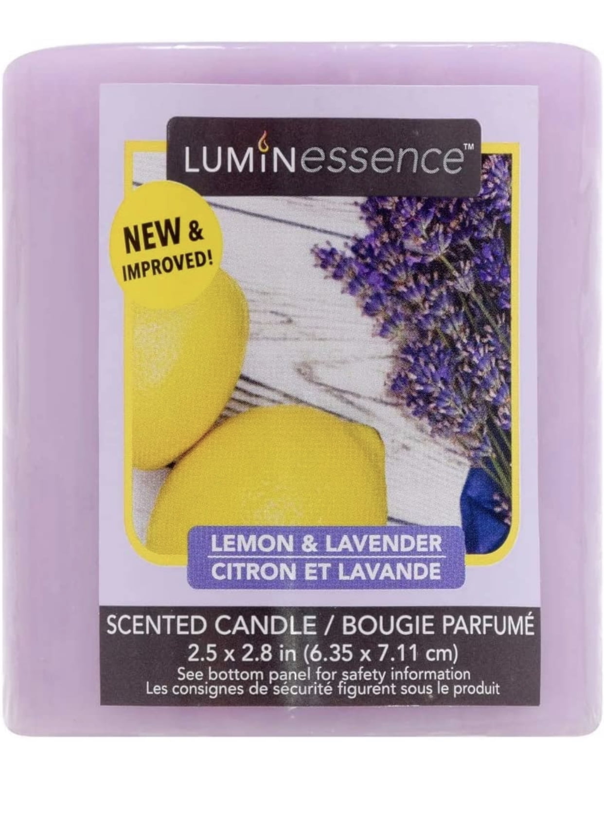 Luminessence Scented Pillar Candle, Lemon & Lavender, Plum, 1Pack