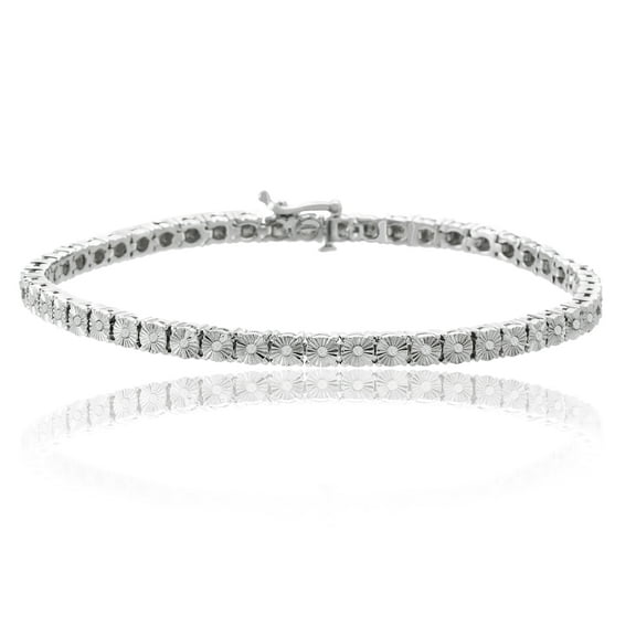 Lumineux Diamond Accent Round Rhodium-Plated Tennis Bracelet