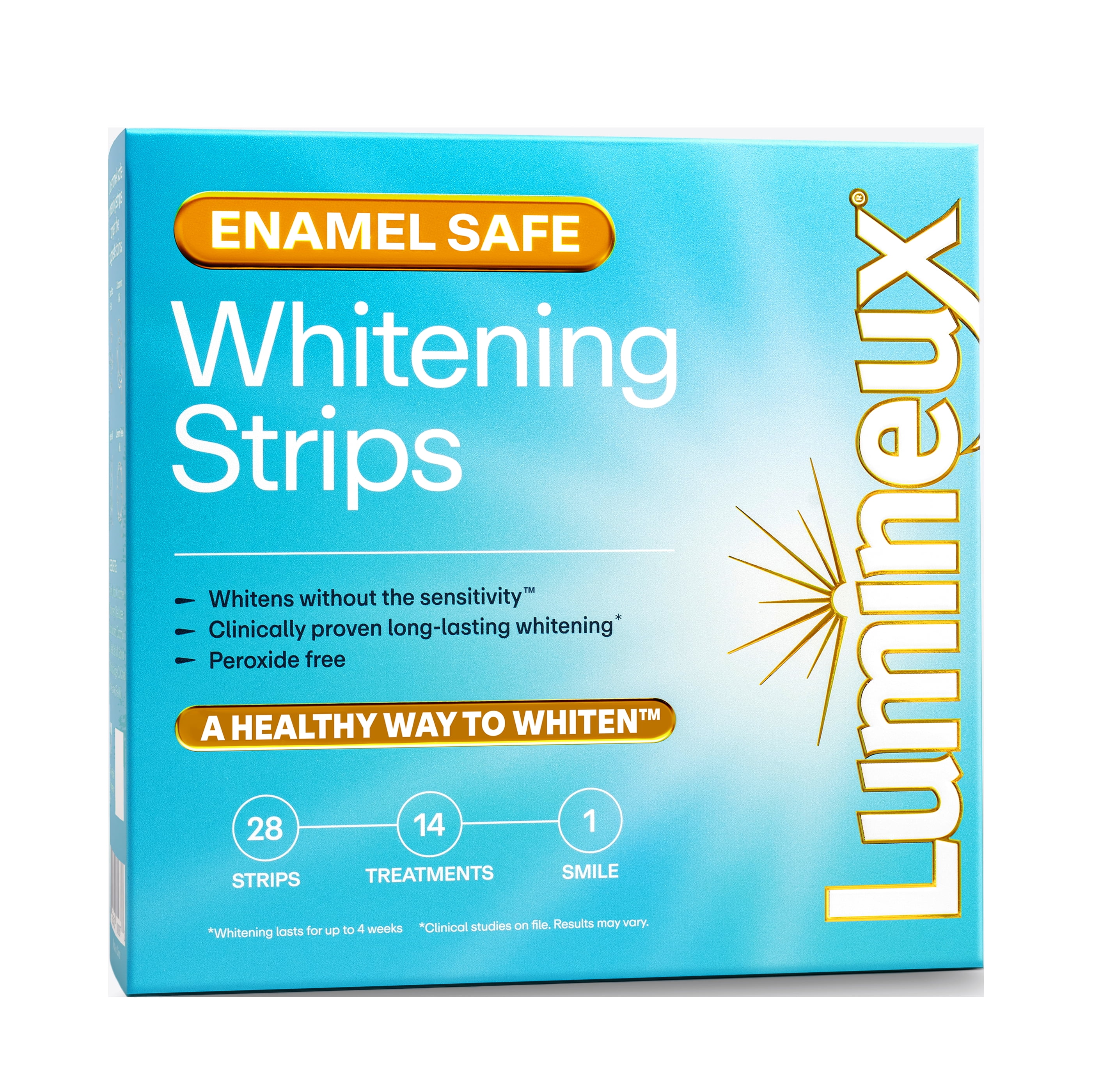 LUMINEUX ORAL ESSENTIALS Lumineux Enamel-Safe & Peroxide-Free Teeth Whitening Strips, Dentist Formulated, 14-Pack