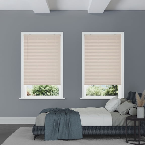 Lumino 1" Vinyl Cordless Room Darkening Mini Blinds, Alabaster, 34"W x 60"L