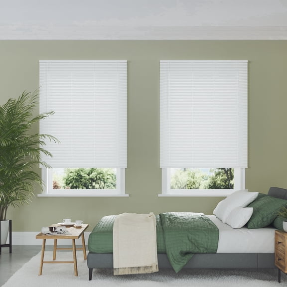 Lumino 1" Vinyl Cordless Room Darkening Mini Blinds, White, 36"W x 84"L
