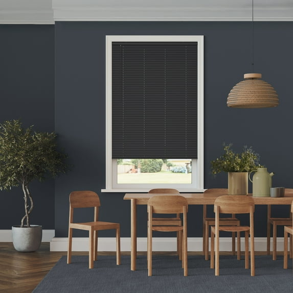 Lumino Vinyl Cordless Mini Blinds, Room Darkening - 44.5"W x 48"L - Black