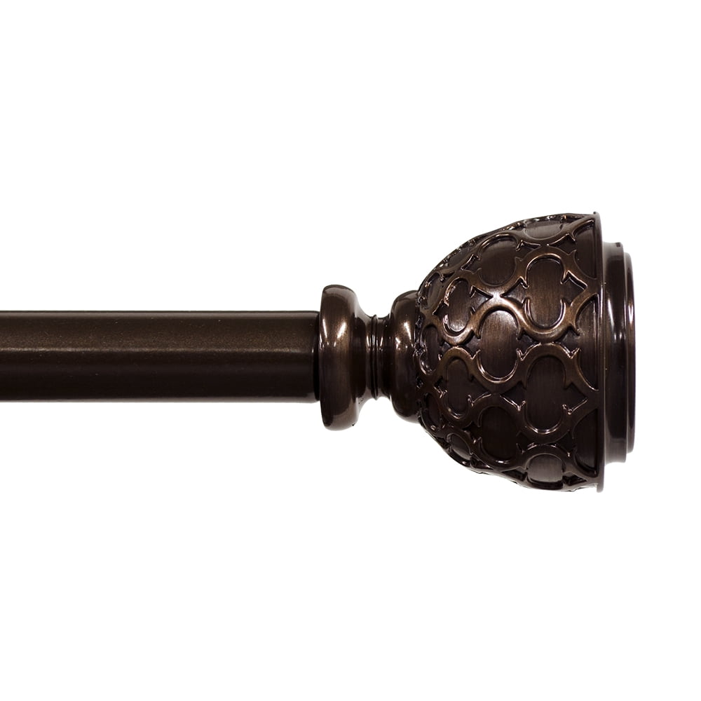 Lumino 1" Bronze Orleans Urn Adjustable Single Curtain Rod Set, 42"-120"