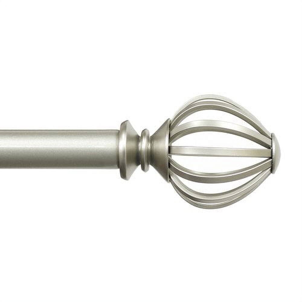 Lumino 1" Nickel Regis Cage Adjustable Single Curtain Rod Set, 42"-120"