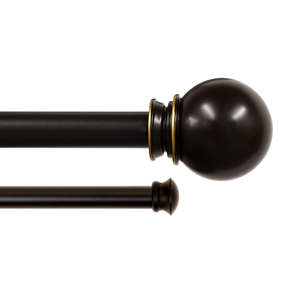 Lumino 1" and 5/8" Oil Rubbed Bronze Classic Ball Adjustable Double Curtain Rod Set, 42"-120"