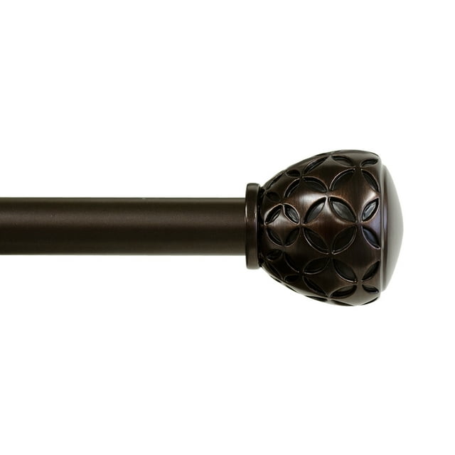 Lumino 1 Inch Oil Rubbed Bronze Ember, Single Curtain Rod Set, 42-120" Width