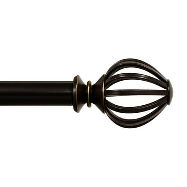 Lumino 1 Inch Oil Rubbed Bronze Regis Cage, Single Curtain Rod Set, 42-120" Width