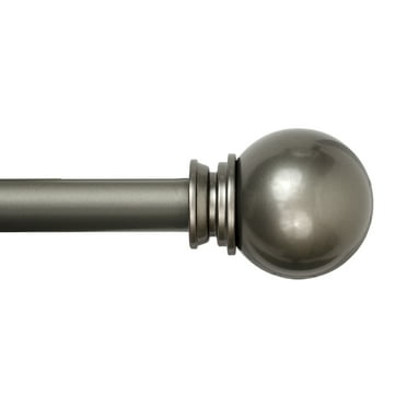 Lumino 1 Inch Pewter Ball, Single Curtain Rod Set, 42-120" Width