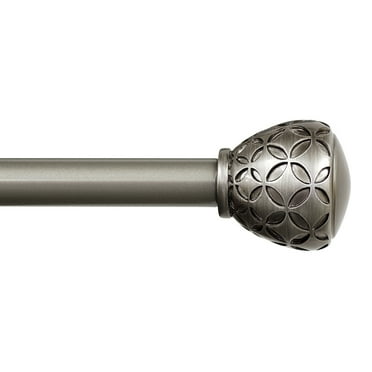 Lumino 1 Inch Pewter Ember, Single Curtain Rod Set, 42-120" Width