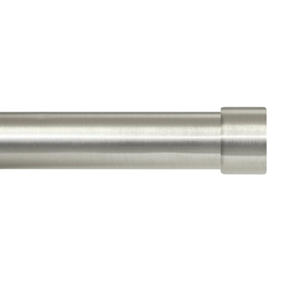 Lumino 1" Plated Brushed Nickel Cap Adjustable Single Curtain Rod Set, 42"-120"