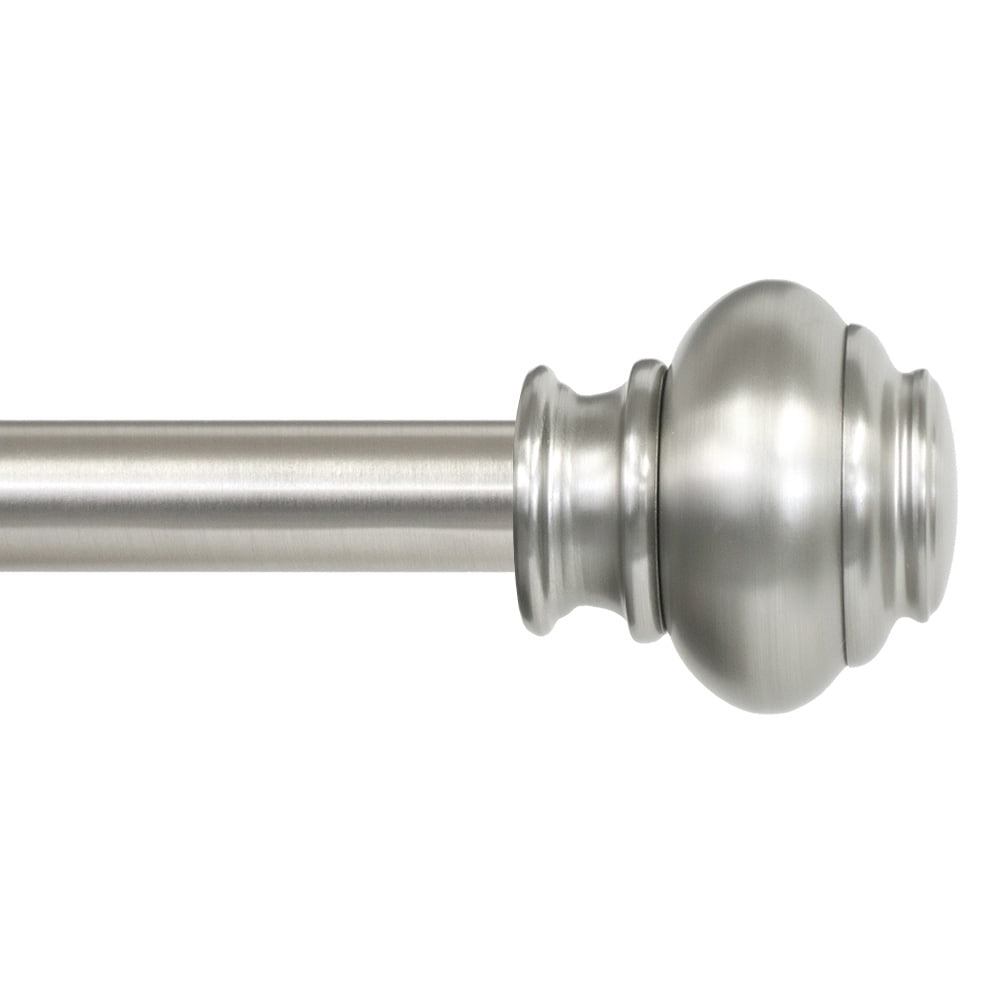 Lumino 1" Plated Brushed Nickel Somerset Knob Adjustable Single Curtain Rod Set, 42"-120"