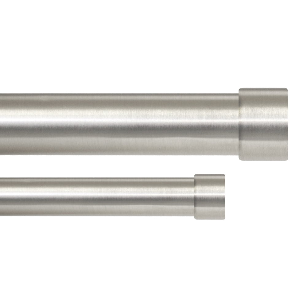Lumino 1" and 5/8" Plated Brushed Nickel Cap Adjustable Double Curtain Rod Set, 42"-120"