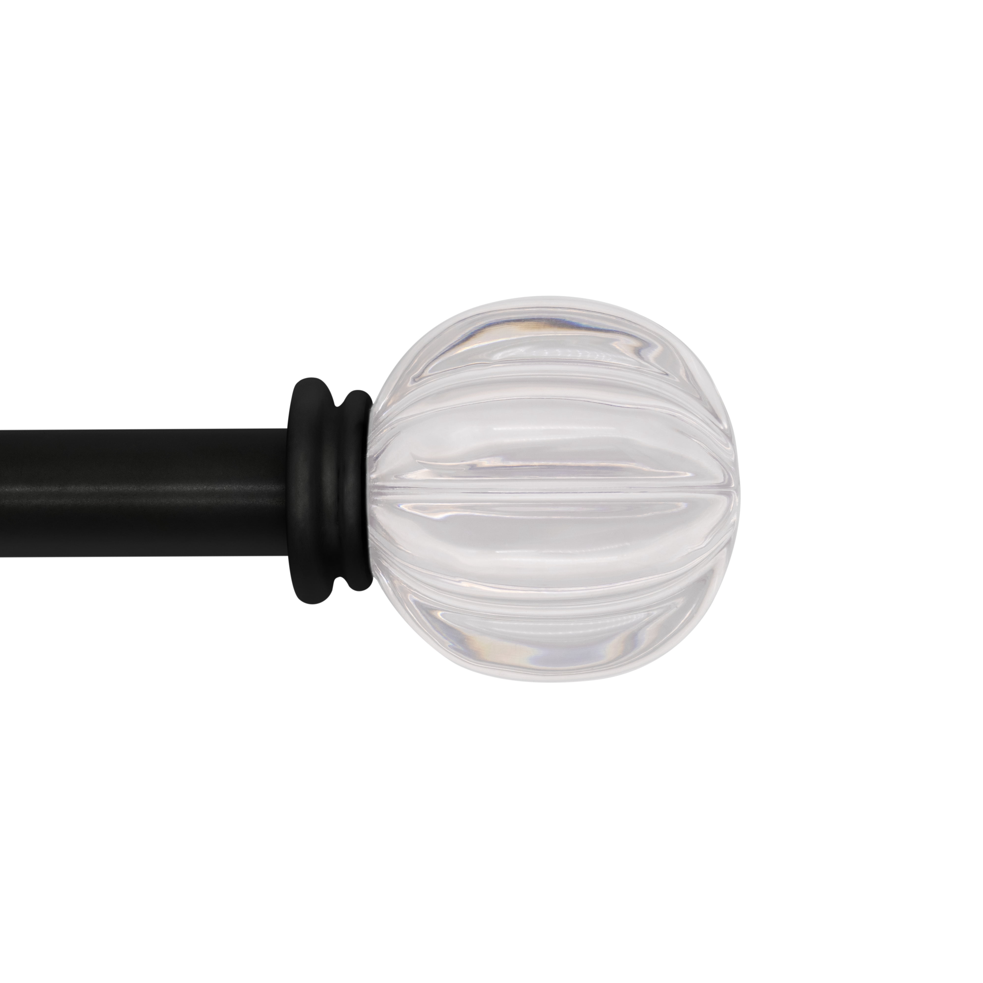 Lumino 5/8" Easy Mount Collection Patsy Matte Black Knob Adjustable Curtain Rod Set, 32-84"