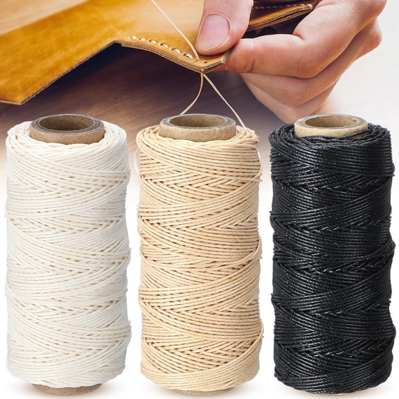 Lumino Liss Linen thread,3 Rolls Natural Waxed Linen Thread 131 Yards Book Binding Thread Natural Linen 0.55mm Thickness for Book Binding Leather Sewing Beading Hand Sewing or Books Macram by Hand
