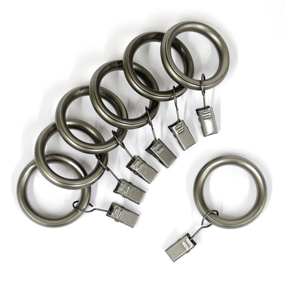 Lumino 1" Pewter Curtain Clip Rings (7 pack)