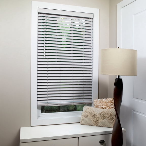 Lumino Quick Install 2" Faux Wood Cordless Blinds, Gray, 29.5"W x 60"L