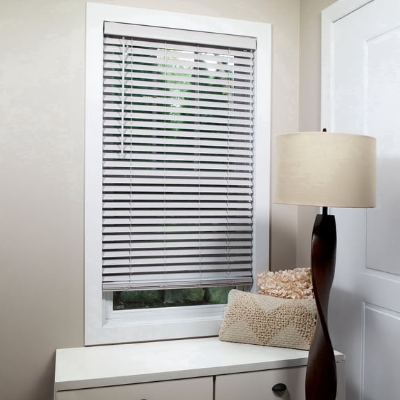 Lumino Quick Install 2" Faux Wood Cordless Blinds, Gray, 34.5"W x 72"L