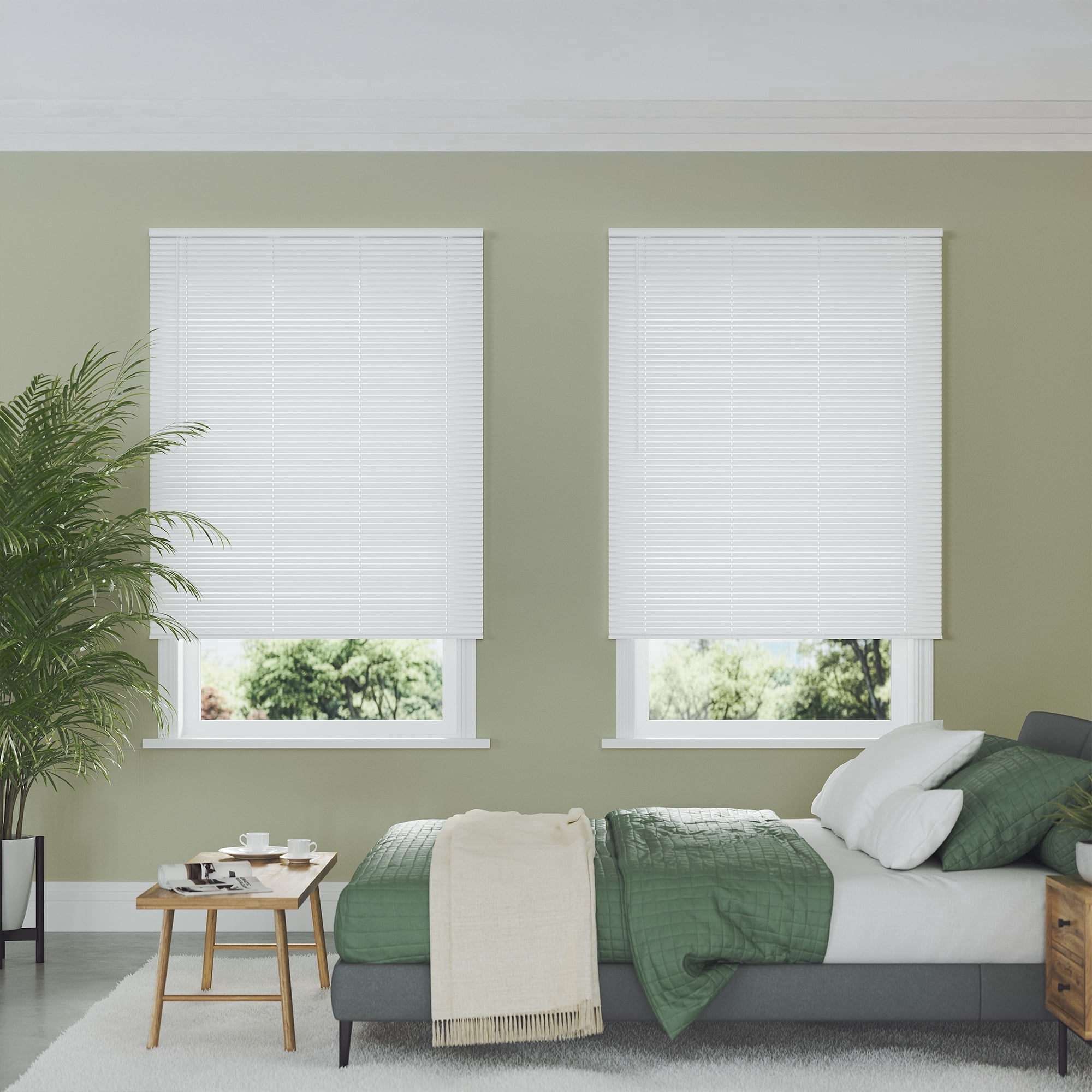 Lumino 1" Vinyl Cordless Room Darkening Mini Blinds, White, 34"W x 60"L