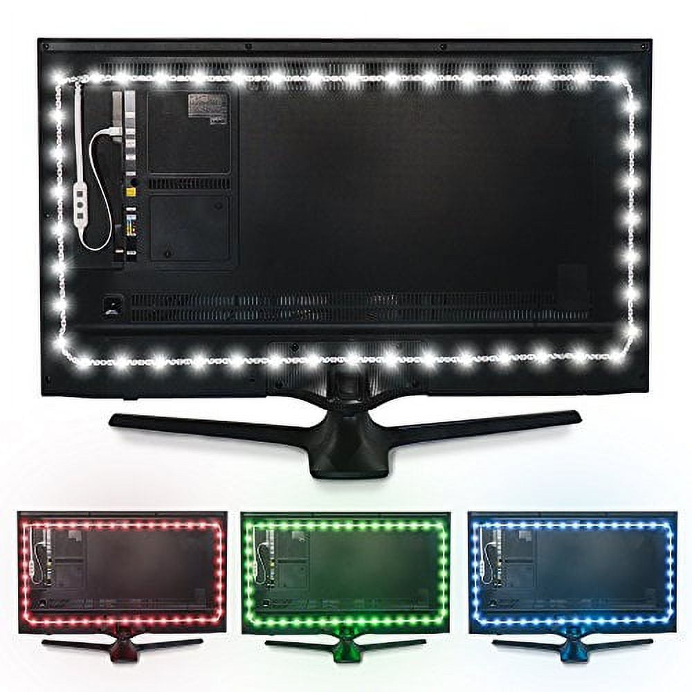 Luminoodle Color Bias Lighting, USB TV and Monitor Backlight LED Strip Lights Kit with Dimmer, Remote - 6.5 ft for 24 to 29 TV - Medium