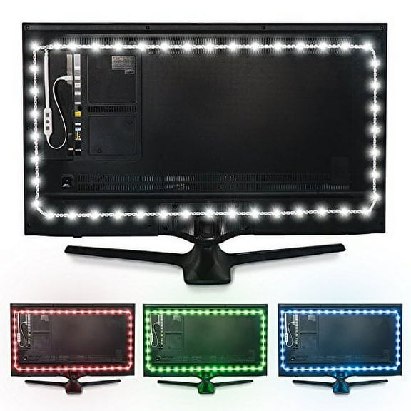 Luminoodle Color Bias Lighting - 15 Color USB Powered TV Lights - RGB LED TV and Monitor Strip Light Kit - Medium (24" - 29" TV)