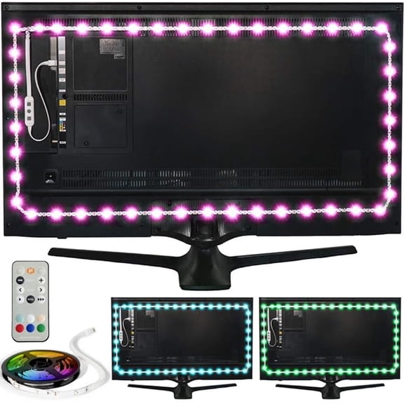 Luminoodle Color Bias Lighting for TV - Large (118in) - Wireless Remote & Built-in Controller - USB LED Backlight RGB Adhesive Strip for Flat Screen HDTV LCD, Desktop Monitors for Ambient Lighting