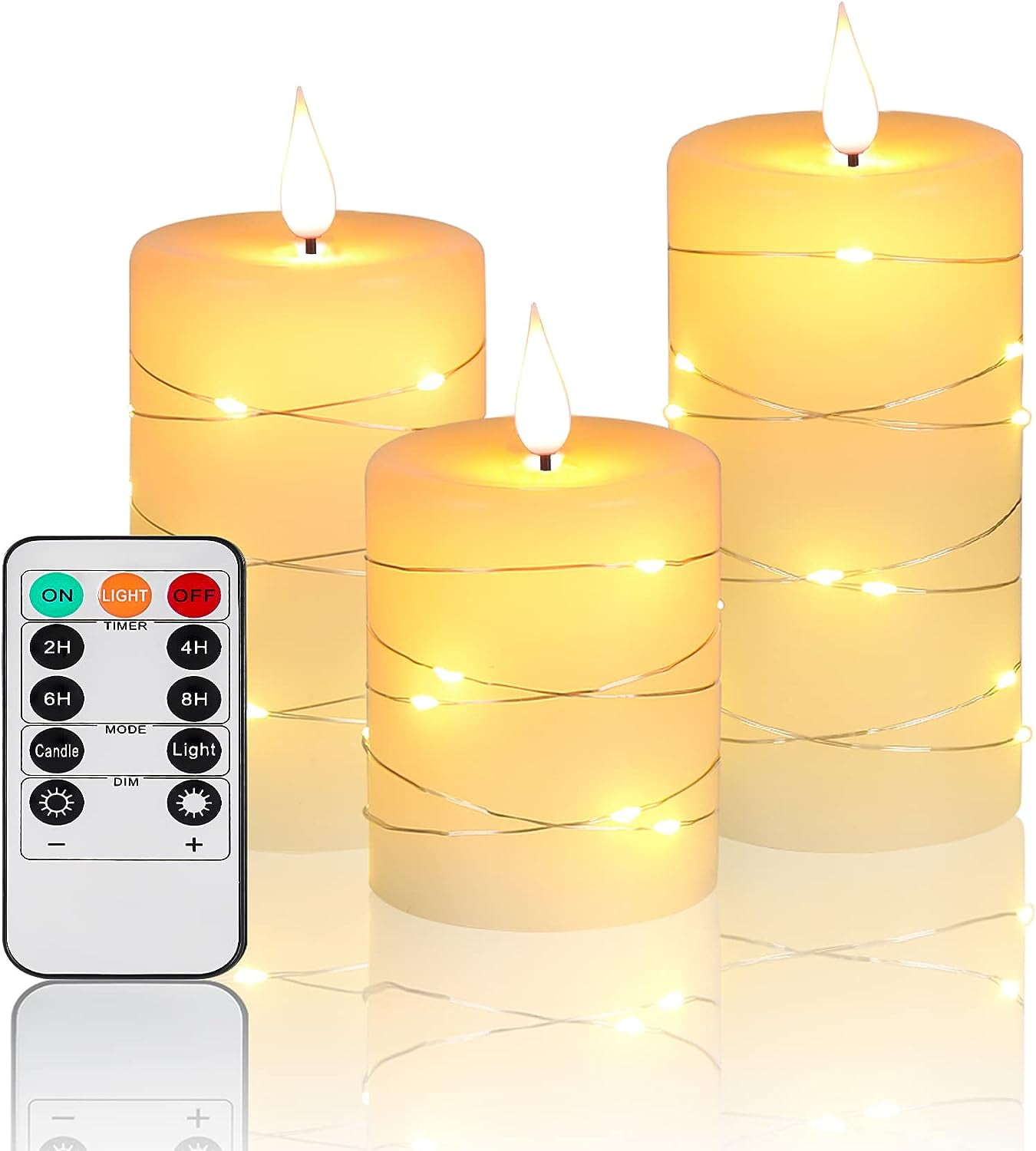 Luminosity Glow Flameless Candles with Remote, Set of 3 Battery