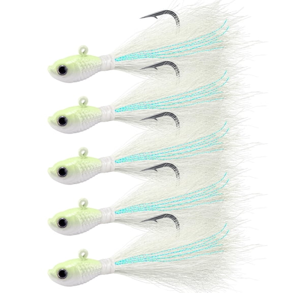 Luminous 1oz-5 Pack Bucktail Jigs Saltwater Freshwater Fishing Lures