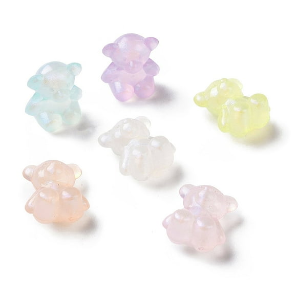 Luminous Acrylic Beads Glitter Beads Glow in the Dark Bear Mixed Color 17.5x15x10.5mm Hole: 3mm