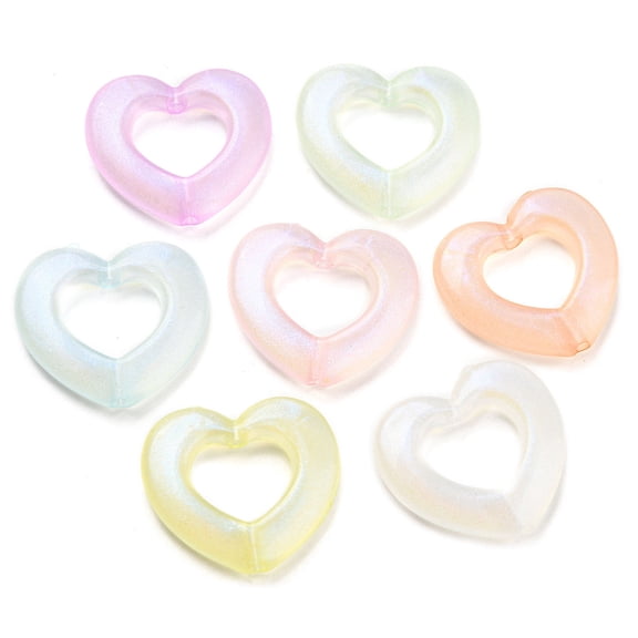 Luminous Acrylic Beads Glitter Beads Glow in the Dark Heart Mixed color 25.5x28x5mm Hole: 2.5mm