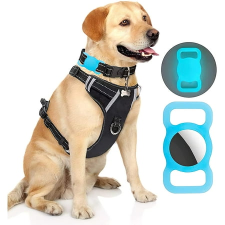 Luminous Air Tag AirTag Holder Fixed at Dog Collar Silicone Case Cover for Pet Cat for Apple Finder Location (Luminour Blue), 1Pack