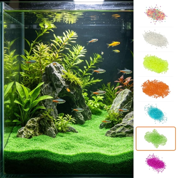 Luminous Aquarium Gravel Glow in the Dark Fish Tank Sand Stones, 2000 Pieces 3-5mm Decorative Rocks for Aquascaping Night Light, Night Light Aquarium Pebbles, Stone Construction, Green