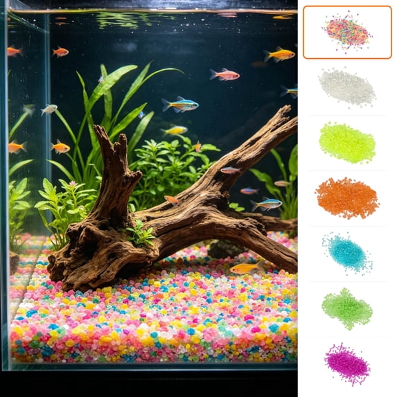Luminous Aquarium Gravel Glow in the Dark Fish Tank Sand Stones, 2000 Pieces 3-5mm Decorative Rocks for Aquascaping Night Light, Night Light Aquarium Pebbles, Stone Construction, Multicolor