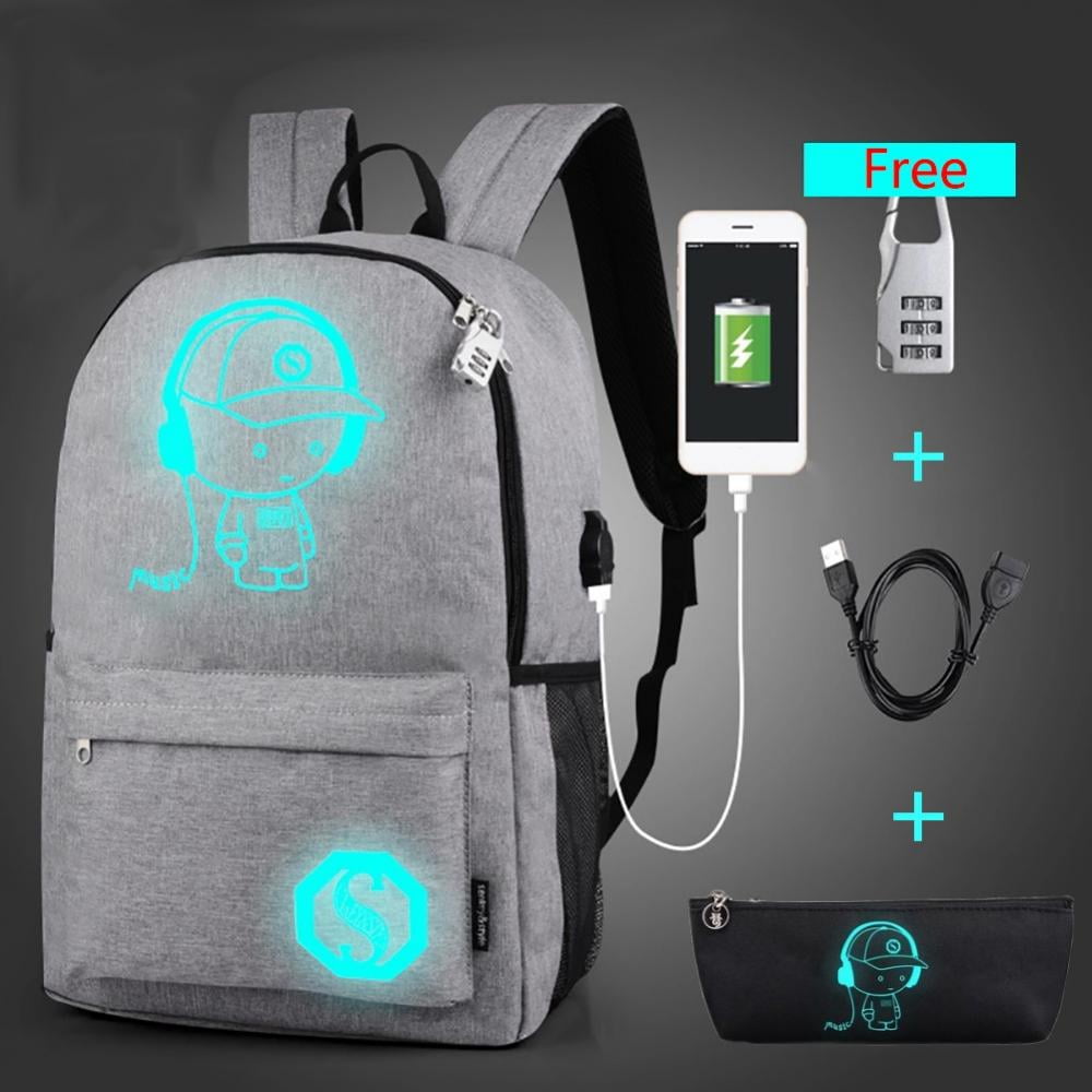 Jinnoda Shark Mouth School Backpack Usb Charging Night Luminous Bag For Travel Multicolor One Size