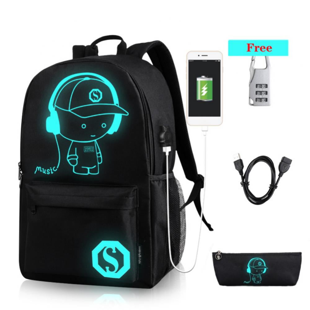 Jinnoda Shark Mouth School Backpack Usb Charging Night Luminous Bag For Travel Multicolor One Size