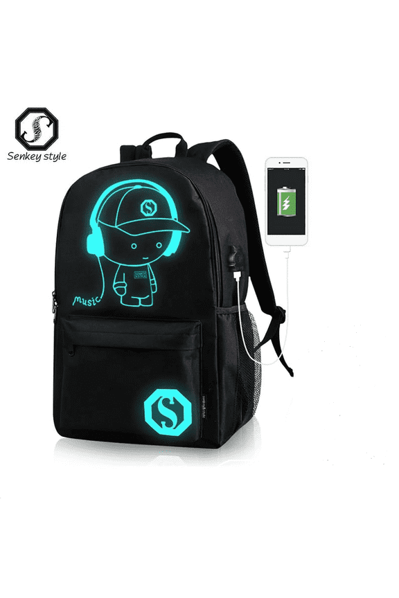 Luminous Backpack,School Canvas Glow Backpack with USB Charging Port,Laptop Bookbag with Anti-Theft Lock,Teens Backpack