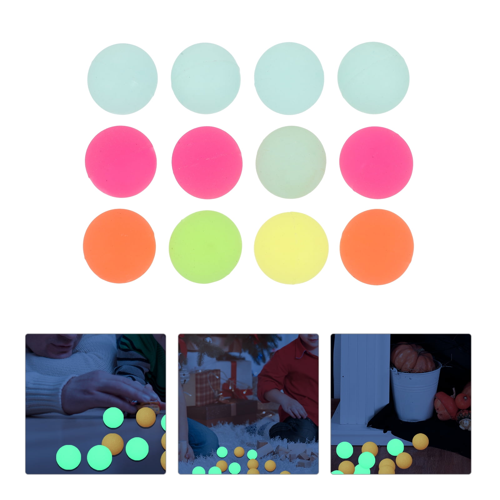 12pcs 32mm Luminous Ball Elastic Ball Luminous Frosted Ball Synthetic