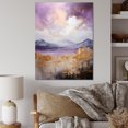 thumbnail image 1 of Designart "Purple & Gold Mountain Vista I" Landscapes Canvas Wall Art - Modern Purple Abstract Landscapes Hallway Wall Art Decor, 1 of 6
