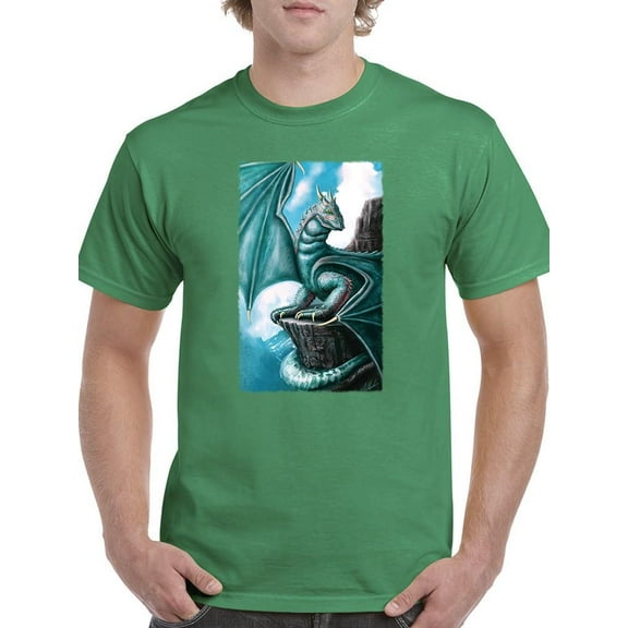 Luminous Blue Dragon T-Shirt Men -Anthony Chirstou Designs, Male x-Large