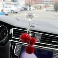 thumbnail image 1 of Bling Car Accessories for Women ＆ Men Bling White Heart and Red Fuzzy Drops Bling Rinestones Diamond Car Accessories Crystal Car Rear View Mirror Charms,Lucky Hanging Accessories (Red), 1 of 6