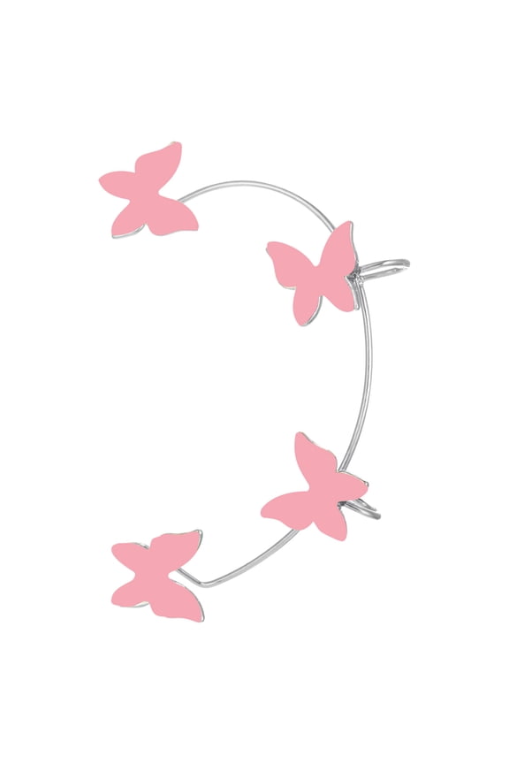 Luminous Butterfly Aluminum Alloy Ear Clip Left Ear Jewelry 5.5x4cm No-Piercing Women's Fashion Accessory