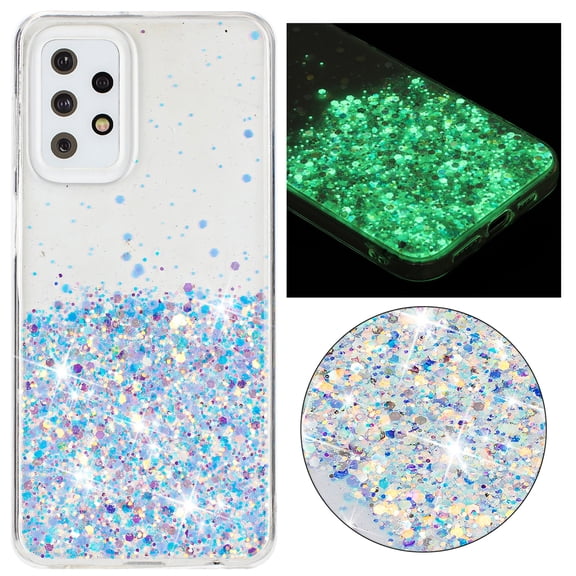 Luminous Case for Samsung Galaxy A23 5G, Glow in the Dark Fluorescent Glitter Case for Women Girls, Bling Sparkle Lightweight Slim Shockproof Protective Phone Cover for Samsung Galaxy A23 5G, White